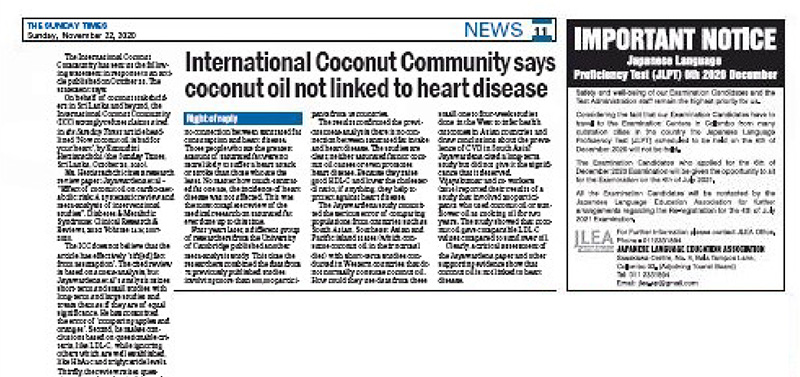 Coconut Oil is Not Linked to Heart Disease